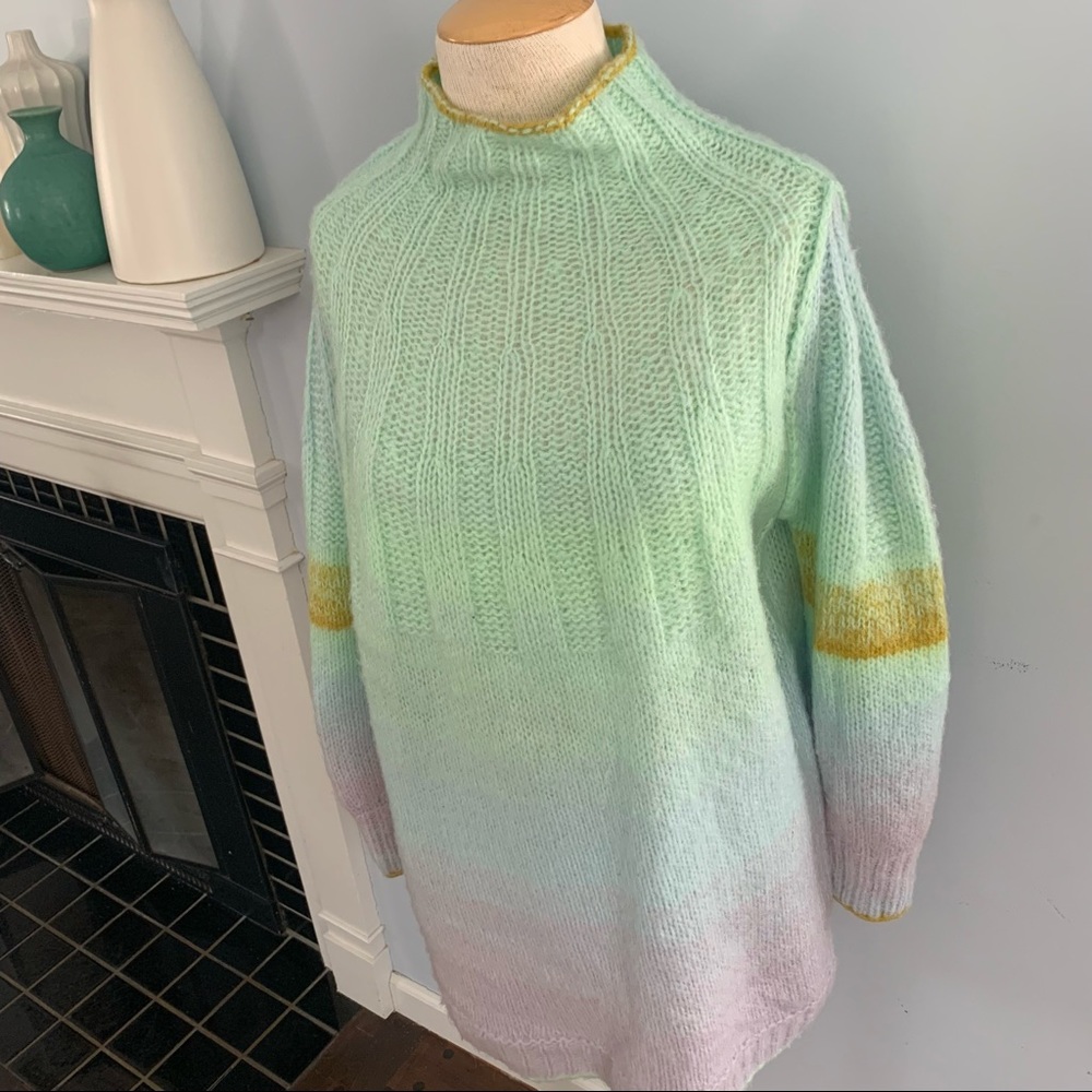SOLD!! Anthropologie Perri ombré Alpaca tunic sweater mock neck NWOT mint - Picture 5 of 15